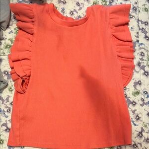 Coral Ruffle Sleeve Kids Top